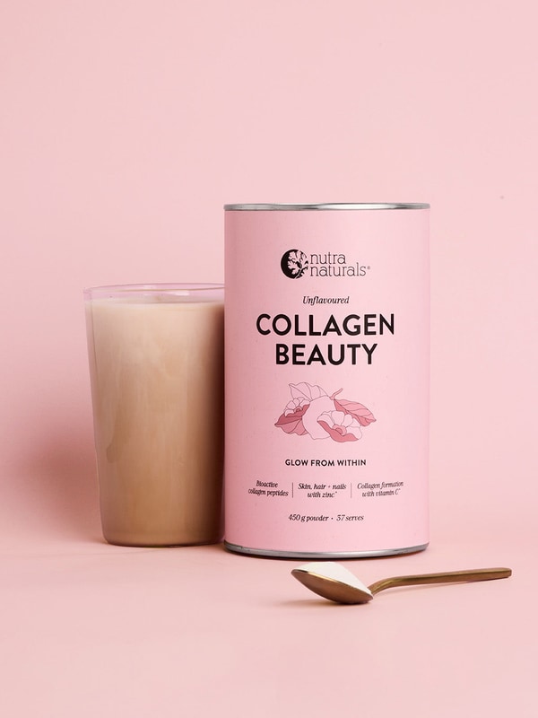 Nutra Naturals Collagen Beauty Unflavoured 450g with prepared drink