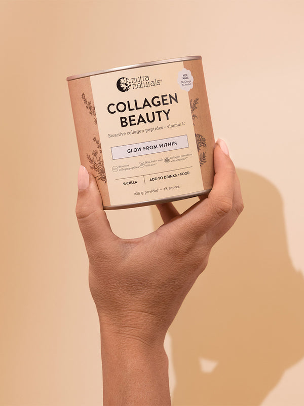 Nutra Naturals Collagen Beauty Vanilla 225g held in hand