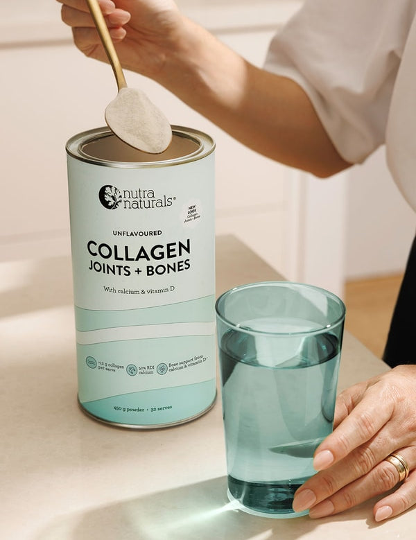 Nutra Naturals Collagen Joints and Bones being mixed in a kitchen