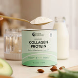 Nutra Naturals Collagen Protein in the kitchen with milk and avocado