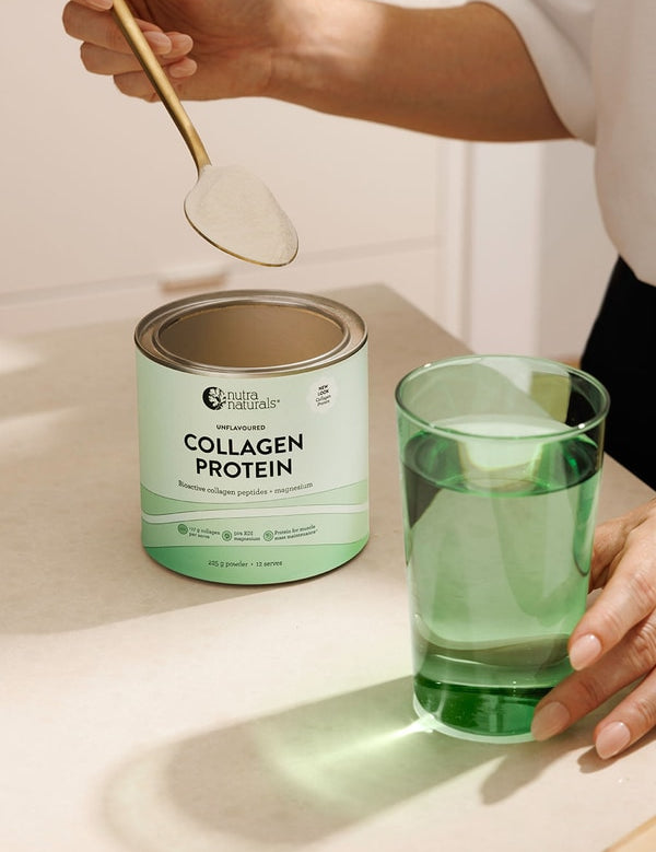 Nutra Naturals Collagen Protein being mixed in a kitchen