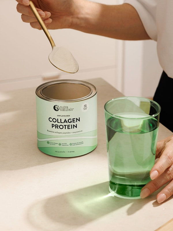 Nutra Naturals Collagen Protein being mixed in a kitchen
