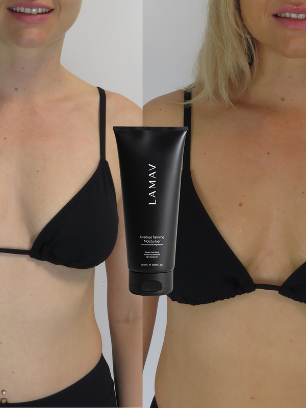 Tanned skin with LAMAV Gradual Tanning Moisturiser