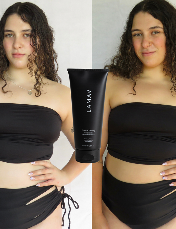 LAMAV Gradual Tanning Moisturiser in hand