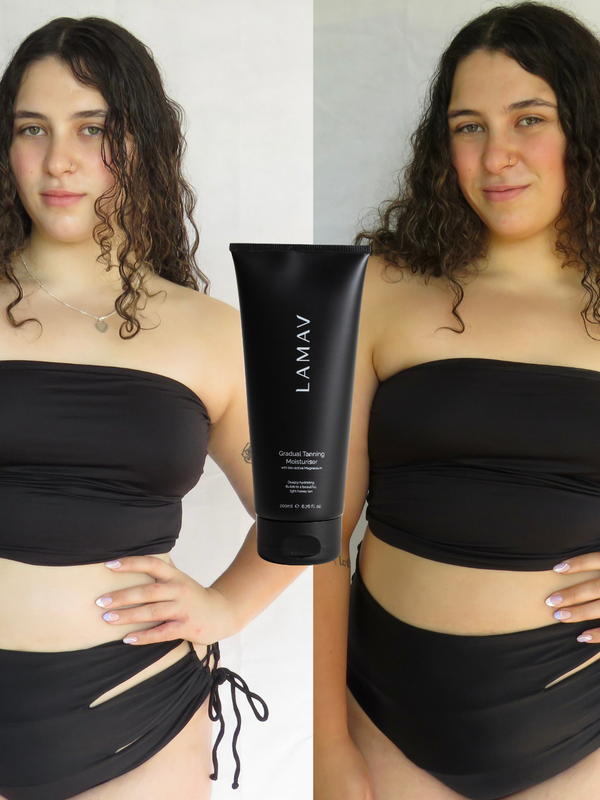 LAMAV Gradual Tanning Moisturiser in hand