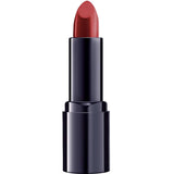 A Dr Hauschka Lipsticks 4g tube in red, featuring long-lasting color and a glossy black casing, is shown upright against a plain white background.