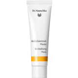 A white 30ml tube of Dr Hauschka Revitalising Mask with black text and a yellow stripe, designed for blemish-prone skin, stands upright against a white background—an essential for natural and organic skincare routines.