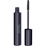 A sleek black tube of Dr Hauschka Volume Mascara 8ml stands upright with the wand, featuring a bristled brush, placed beside it. Perfect for sensitive eyes.