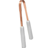 Dr Tungs trditional Ayurvedic Copper tongue scraper with white handles on a white background