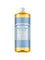 A 32 fl oz bottle of Dr. Bronner's Pure-Castile Liquid Soap - Baby Unscented, featuring a white cap and blue-and-white label with detailed product info.