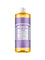 A 32 oz bottle of Dr. Bronner's Pure-Castile Liquid Soap - Lavender with a purple and white label, white cap, and golden yellow organic soap inside.