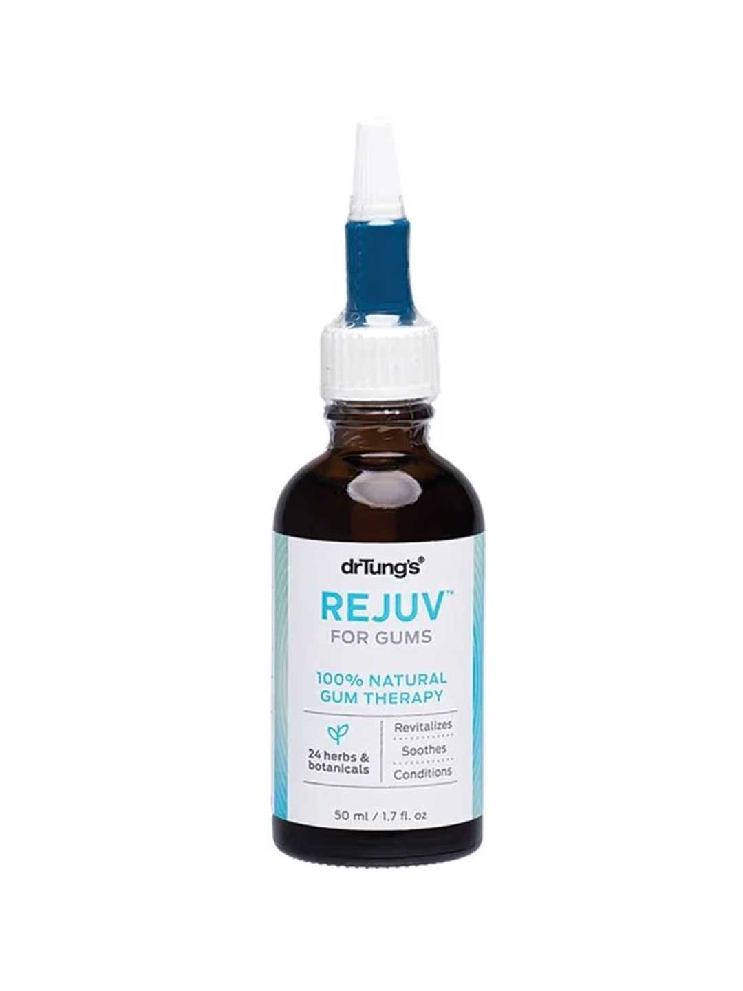 Bottle of Dr. Tung's Rejuv for Gums on a white background