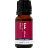 A small amber bottle labeled ECO. Modern Essentials Women's Essential Oil Blend 10ml has a pink and purple label, black screw cap, and contains calming essential oils for soothing menstrual relief.