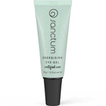 A mint green tube of Sanctum Energising Eye Gel 15g, featuring a black cap and black text. This organic skincare from Sanctum helps reduce dark circles for a brighter, refreshed look.