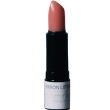 A hydrating pink Eco Minerals Byron Lip Balm 4g in a black tube with a white label stands upright against a white background; this unused vegan lipstick is made with natural ingredients.