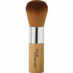 The Eco Minerals Kabuki Brush is a vegan makeup brush featuring soft brown bristles, a silver metal ferrule, and a bamboo handle for a flawless finish.
