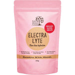 Pink Eden Healthfoods Electra-Lyte Watermelon and Berry resealable pouch with a tan circular label, black lettering and a red Organic Watermelon badge.