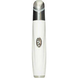 The Edible Beauty LED Ageless Eye Wand is a white handheld eye care device with a metallic tip and silver oval front button, designed to reduce dark circles. It is shown against a plain white background.