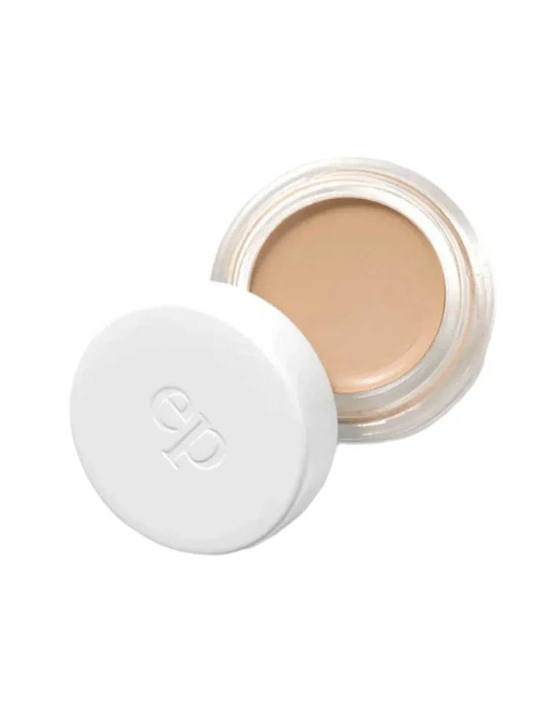 The Ere Perez Arnica All-Cover Pot 5g is a small round jar of beige concealer with a white lid embossed with "ep," slightly open to show the product inside. It offers buildable coverage and may contain skin-soothing arnica.