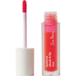 A tube of Ere Perez Beetroot Cheek & Lip Tint - Fun 4.5ml with a pink applicator wand beside the open bottle, showing bright red liquid inside for a natural, long-lasting lip and cheek stain.