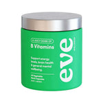 Eve Wellness A Juicy Dose of B Vitamins (30 caps) is a green jar with a silver lid, supporting metabolism, energy, brain health, and mental wellbeing with daily vegetable capsules.