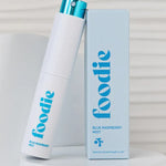 Foodie Blue Raspberry Face and Body Mist with droplets