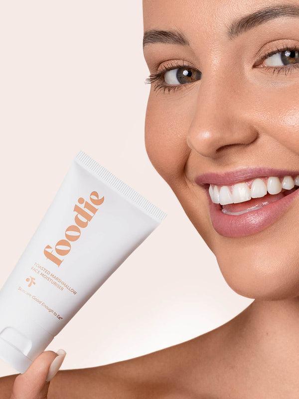 Model using Foodie Toasted Marshmallow Face Moisturiser