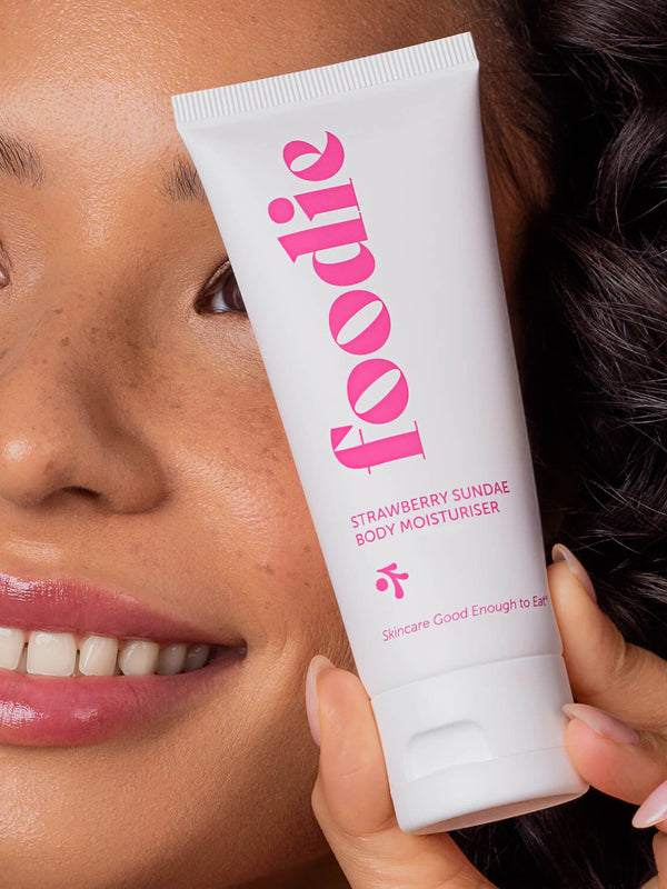 Applying Foodie Strawberry Sundae Body Moisturiser