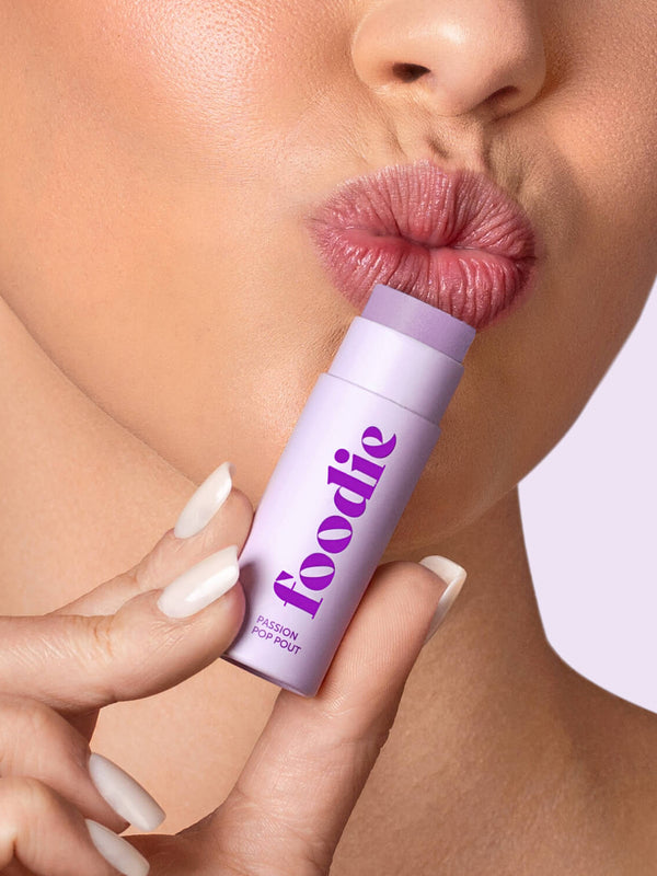 Model wearing Foodie Passion Pop Pout Lip Balm