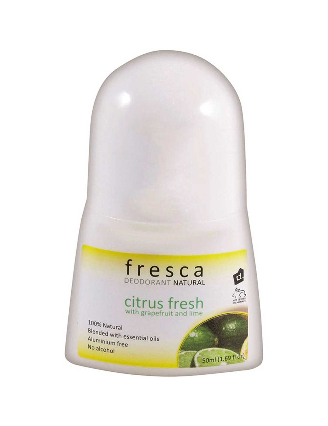 Fresca citrus fresh deodorant bottle on a white background