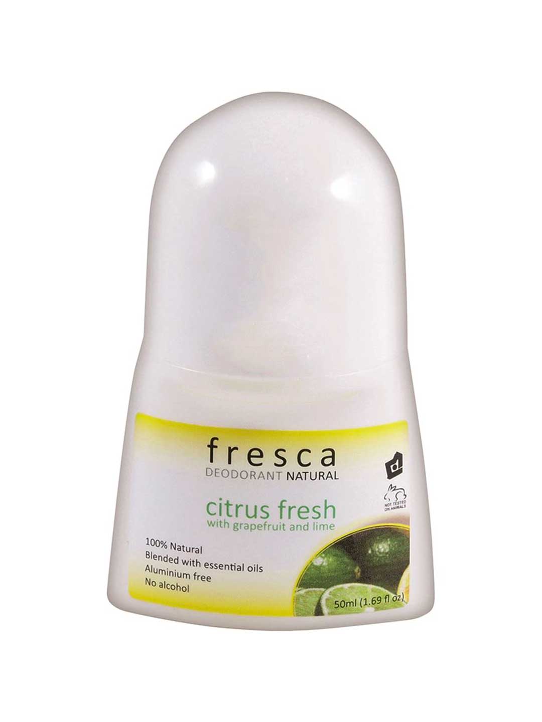 Fresca citrus fresh deodorant bottle on a white background