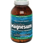 Green Nutritionals Marine Magnesium 260mg 120 Caps provides 120 vegan capsules in blue and green packaging, featuring ocean-sourced, natural magnesium for bioavailability, with each serving delivering 260mg of marine magnesium.