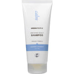 Green People Calm Shampoo - Irritated Scalp 200ml comes in a white tube with a blue label. Enriched with lavender and rosemary, it soothes itchy, oily, and flaky scalps. This gentle dandruff shampoo features simple, minimalistic packaging.