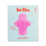 A box of Hello Period Fresher Than A Daisy Reusable Liners 2 Pack, shown with a pink ultra thin liner illustration on a light blue background, highlights reusable liners with light absorbency.