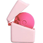 The Hello Period Hello Caddy Period Disc On-The-Go Microwave Steriliser, made from food-grade silicone, features a pink round disc inside an open light pink rectangular case with a partially tilted lid.