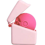 The Hello Period Hello Caddy Period Disc On-The-Go Microwave Steriliser, made from food-grade silicone, features a pink round disc inside an open light pink rectangular case with a partially tilted lid.