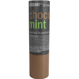 A brown and black tube of Hurraw! Choco & Mint Lip Balm 4.8g, with the product name in large letters and ingredient details printed below on the label.