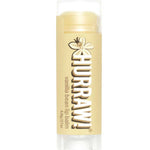 The Hurraw! Organic Lip Balm - Vanilla Bean 4.8g has a beige label with white text and a vanilla flower, shown capped. This nourishing, vegan-friendly lip balm is made with organic ingredients.