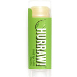 A 4.8g tube of Hurraw! Organic Lip Balm - Mint, in green packaging with a mint leaf graphic and white text; the balm is partly visible through the clear cap.