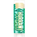 A 4.8g tube of Hurraw! Pitta Lip Balm Coconut Mint & Lemongrass with a green and yellow label stands upright on a white background.
