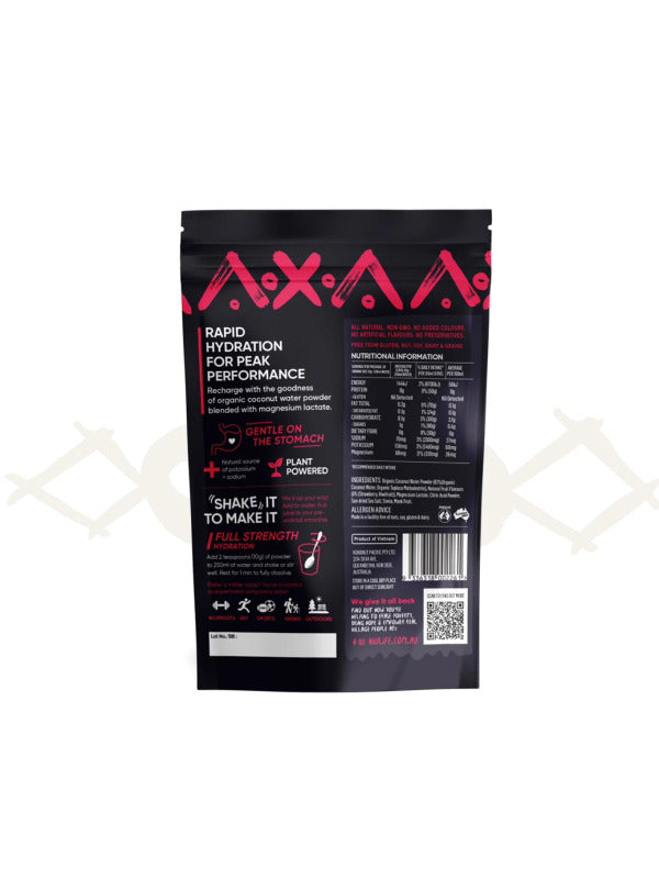 Niulife Hydrate Kiwifruit & Strawberry back label and nutritional information