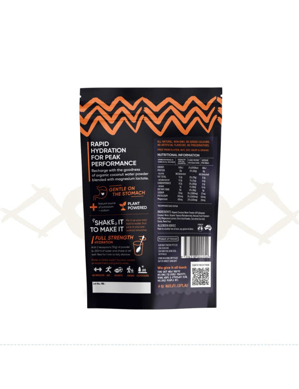 Niulife Hydrate Tropical back label and nutritional information