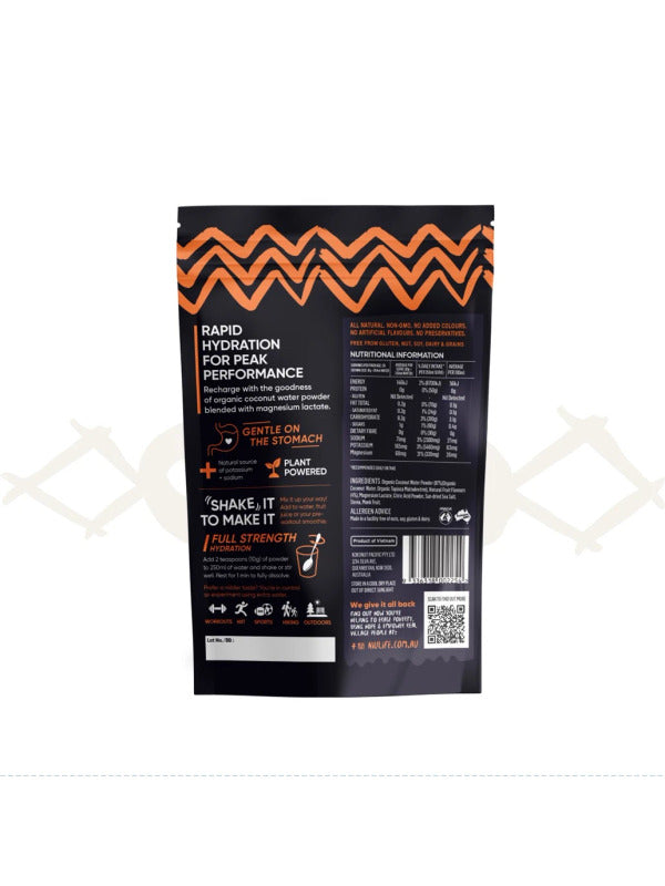 Niulife Hydrate Tropical back label and nutritional information