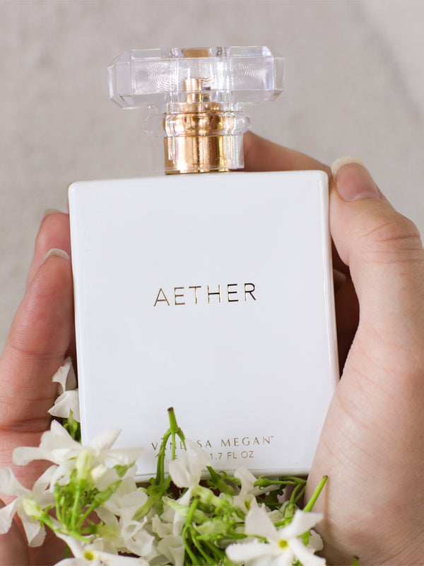 Vanessa Megan Aether Natural Perfume bottle in hand