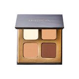 The INIKA Organic Brow Palette 8g features four square pans in shades of beige and brown for highlighting, contouring, bronzing, or brow definition. This vegan palette comes in a sleek compact with a dark lid bearing the INIKA logo.