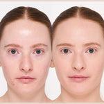 Model wearing INIKA Organic Baked Mineral Foundation in shade Unity