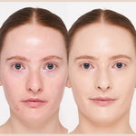 Model wearing INIKA Organic Serum Foundation in shade Bold