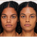 Model wearing INIKA Organic Serum Foundation in shade Radiant