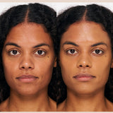 Model wearing INIKA Organic Serum Foundation in shade Radiant