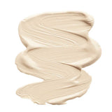 A smooth, thick swatch of INIKA Organic Liquid Foundation 30ml in light beige is spread in a zigzag on a white background. The word Cream appears below the swatch.